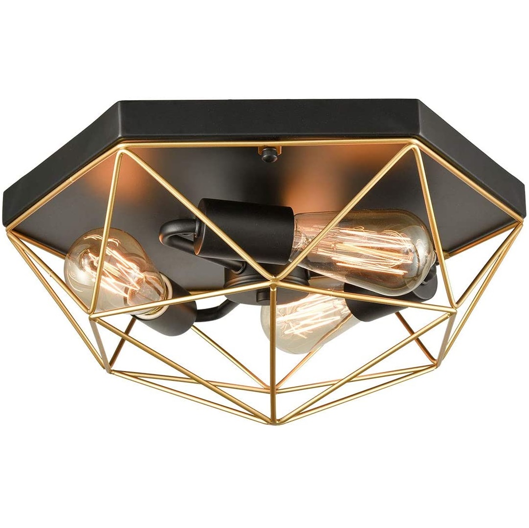 Ceiling Flush Mount Lighting 3 Bulb Black Gold or Silver Contemporary Pendant Light