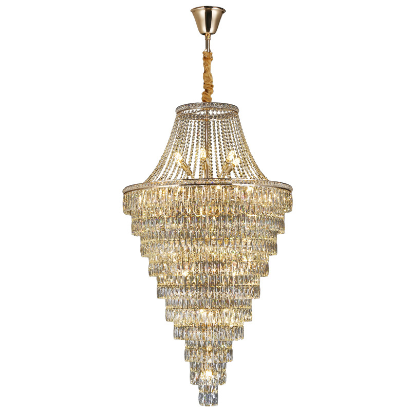 Modern Luxury Multi-layer K9 Crystal Pendant Light Villa Hotel Lobby Project Large Round Chandelier Light