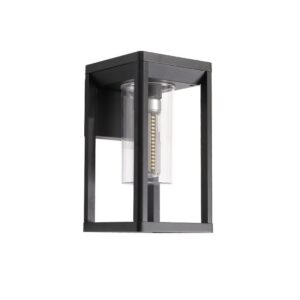 LED Rectangular Outdoor Wall Light Clear Metal Lantern Garden Wall Lamp