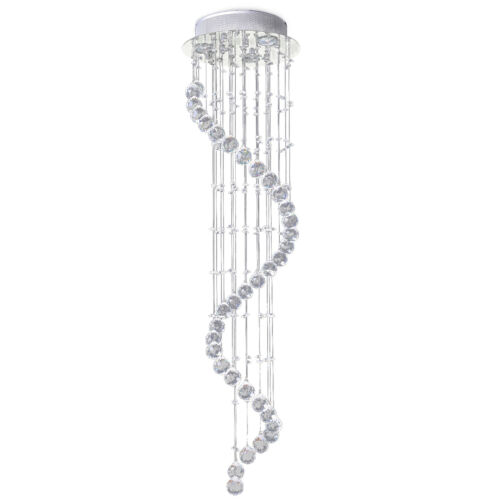 Modern Crystal Droplet Ceiling Light Spiral Cascading Chandelier Lamp
