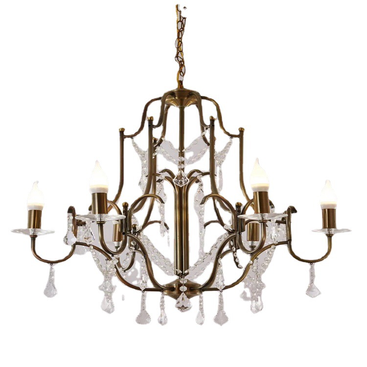 Modern Bronze 6-Light Crystal Candle Chandelier Lighting for Wedding