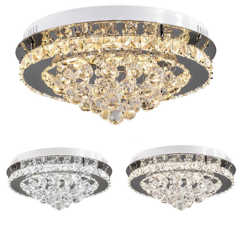 Modern LED Round Crystal Ceiling Light Chandelier Lamp for Kitchen Living Room Bedroom