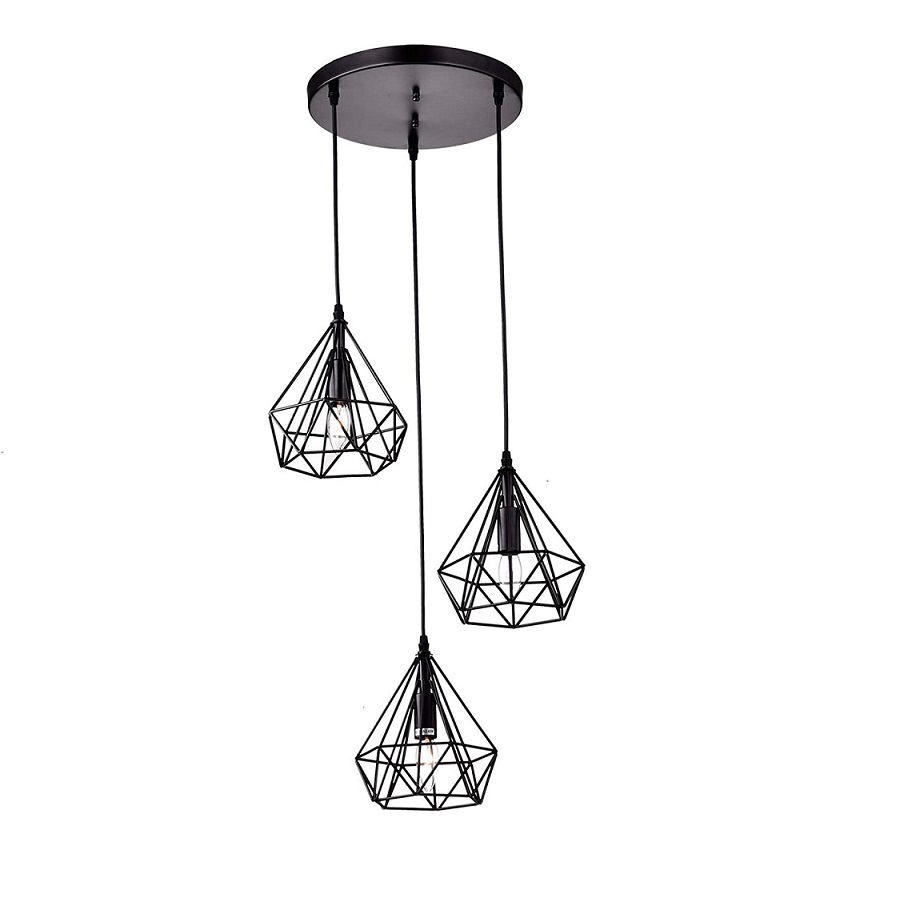 Antique Metal Pendant Lighting Fixtures Rustic Chandeliers Lamps with 3 Lights for Kitchen