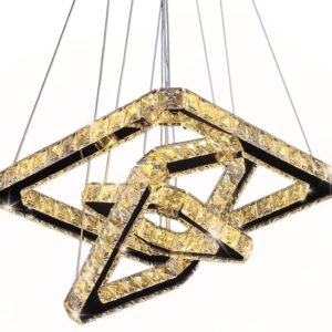 Modern Luxury Round Square Pendant Light Black Gold LED Hanging Lights Home Nordic Modern K9 Crystal Chandelier Lighting