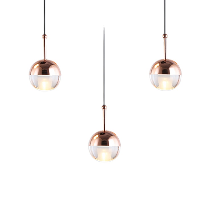 Contemporary Luxury Rose Gold Crystal Drop Glass Ball Kitchen Dinner Hanging Island Led Chandeliers Pendant Lights