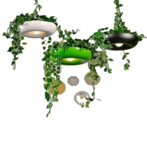 Floral Industrial Art Chandelier Bar Art Green Plants American Retro Style Creative Kitchen Living Room Led Pendant Lamp Light