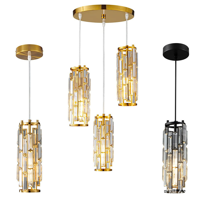 Industrial Rustic Retro Rust Wrought Iron Shade K9 Crystal Hanging Lamp Pendant Light Chandelier