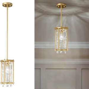 Modern 1 Light Black Adjustable Pendant Light Fixture Kitchen Island Dinning Room Bedroom Mini Crystal Chandeliers