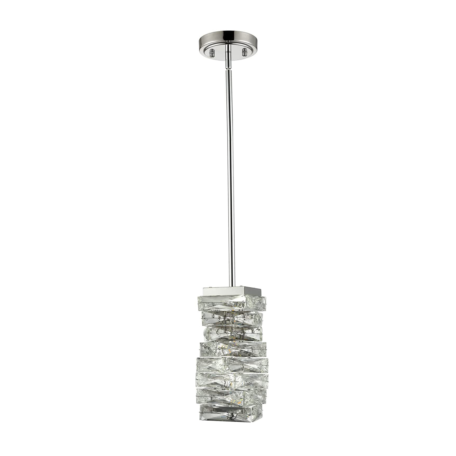 Modern Concise Brushed Nickel Finish Metal Shade Bar Dining Room Corridor Living Room Crystal Pendant Light