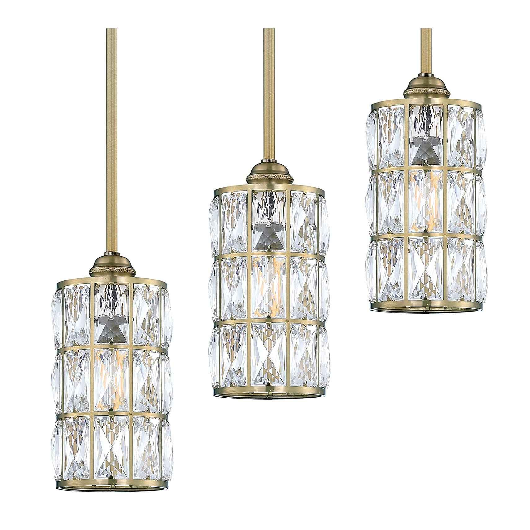 Modern and Concise Kitchen Island Bar Dining Room Corridor Living Room Crystal Pendant Antique Brass Finish Pendant Light
