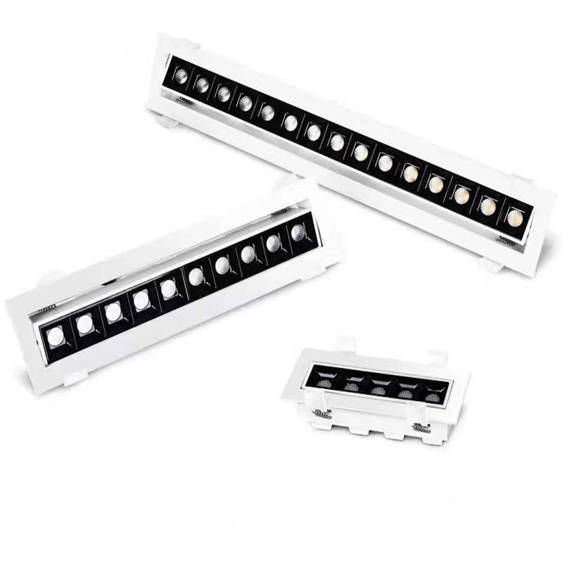 Modern Long LED Recessed Line Spotlight Adjustable Angle Long Bar Grille Light
