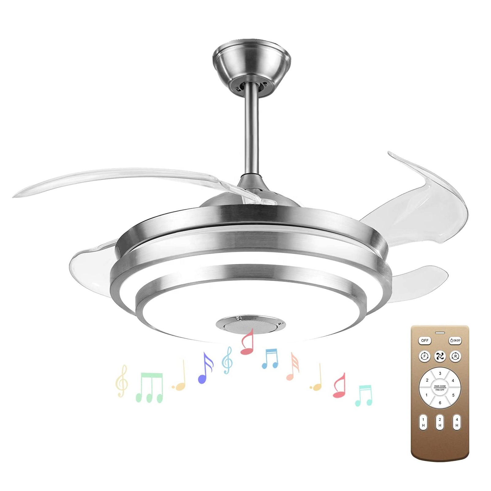 Fashion Home Invisible Dc Motor Home Living Room Ceiling Fan Light Lamp