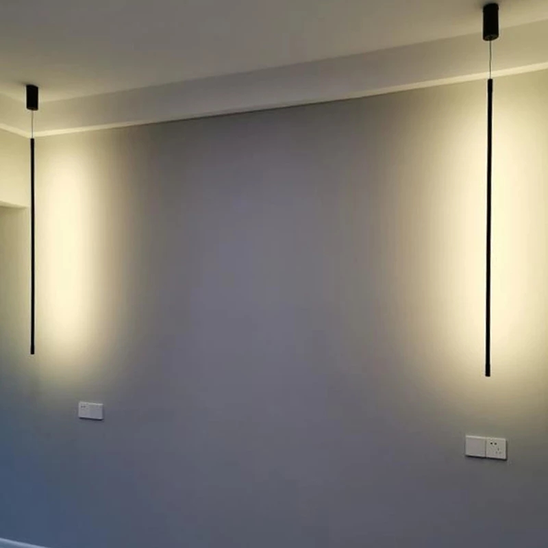 Modern LED Longer Pendant Lights Dining Room Bedroom Decor Bedside Black Background Hanging Lamp Chandeliers Restaurant Fixtures