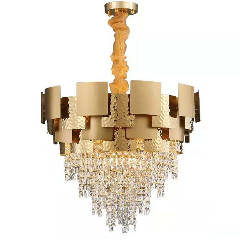 Gold Stainless Steel Design K9 Crystal Chandelier for Dinning Room Pendant Light Living Room Chandelier Faceted Cut Crystal