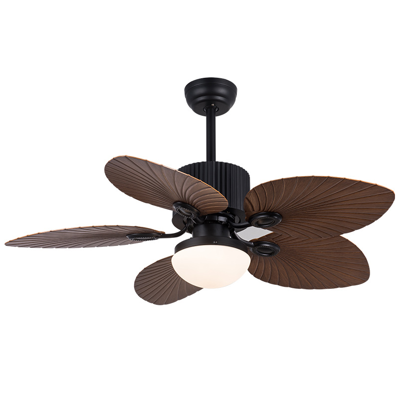 Industrial Solid Wood 5 Blade Remote Control Retro Ceiling Fan Lights Switch Control Ceiling Fans for Home Ceiling