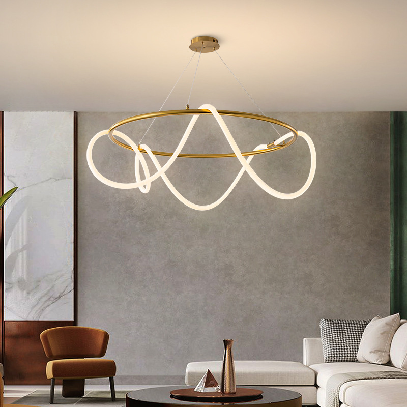 Minimalist 360 Degrees Project Hotel Lobby Chandelier Long Chandeliers Hanging Lumiere Led Kitchen Silicone Pendant Lamp