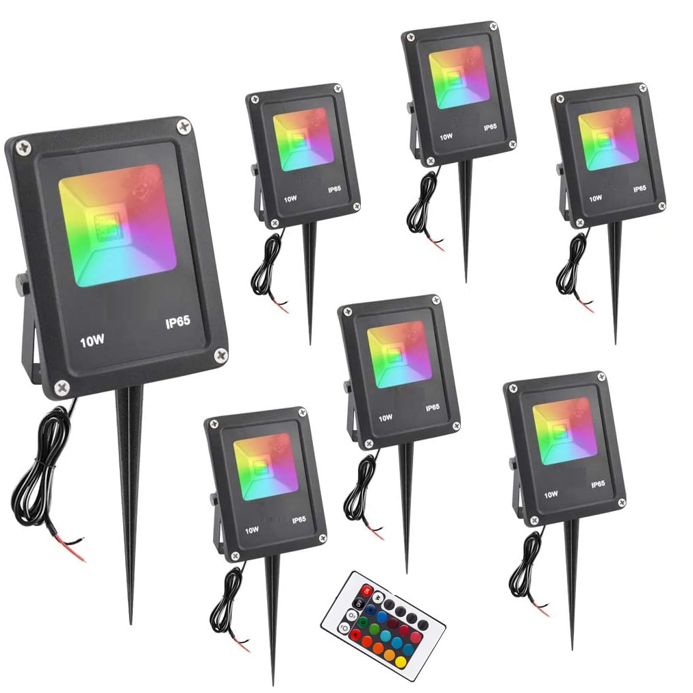 AC85-265V Landscape Lights 10W RGB Outdoor Spotlights IP65 Waterproof Color Changing Outdoor LED Flood Light
