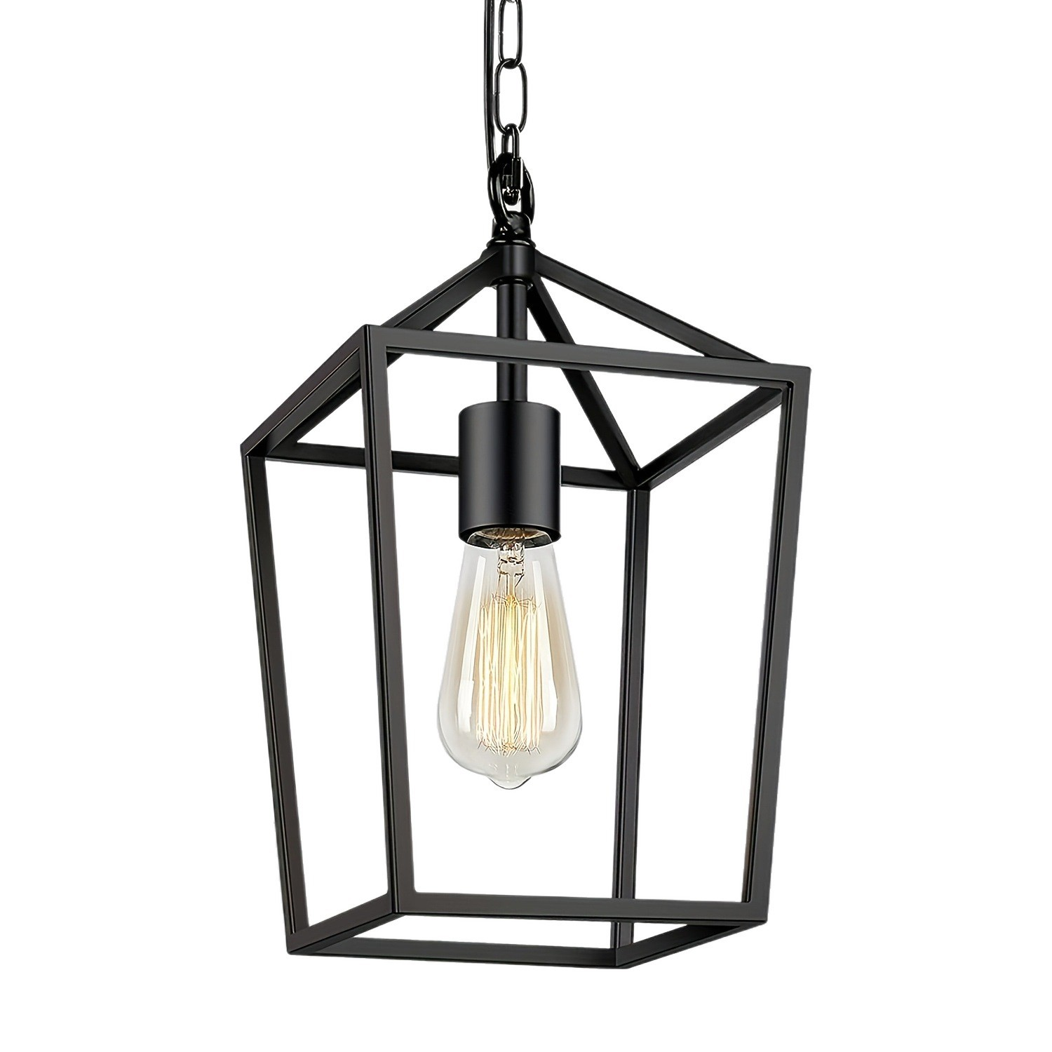 Retro Antique 1 Light Large Exterior Pendant in Antique Black with Bronze Accents