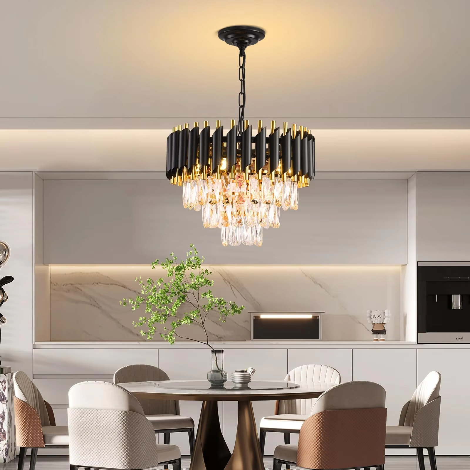 Chrome Gold Crystal Chandelier Lighting Foyer Hall Entry Way Chandeliers Light Fixture High Ceiling Sloped Pendant Hanging