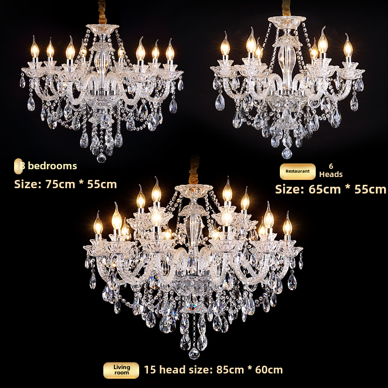 European Style Chandelier Living Room Dining Room Bedroom Home Home Lighting Luxury Villa Hall Glass Crystal Chandelier
