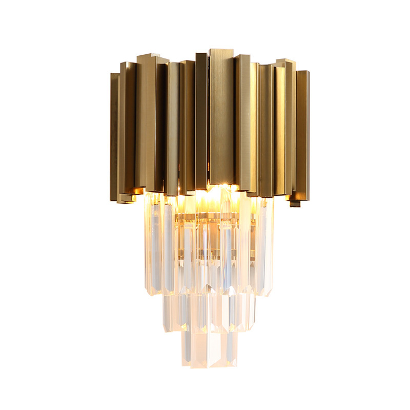 Modern Crystal Wall Lamp Metal Bedside Hall Room Wall Lights Fixtures Decoration Gold E27 Wall Light
