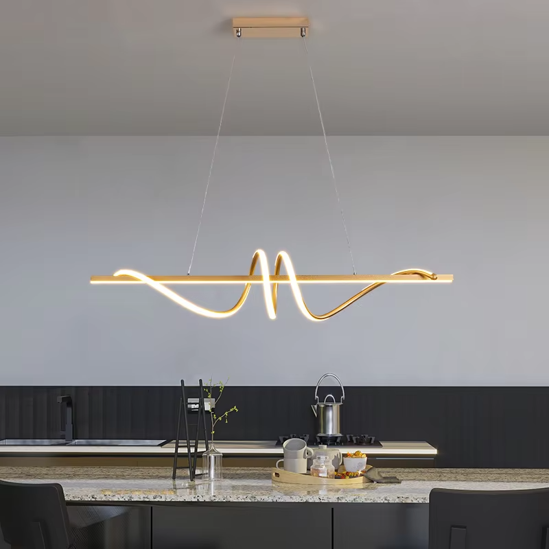 Nordic Modern Minimalist Restaurant Chandelier Tea Room Dining Room Dining Table Threaded Strip Creative Lamps Pendant Light