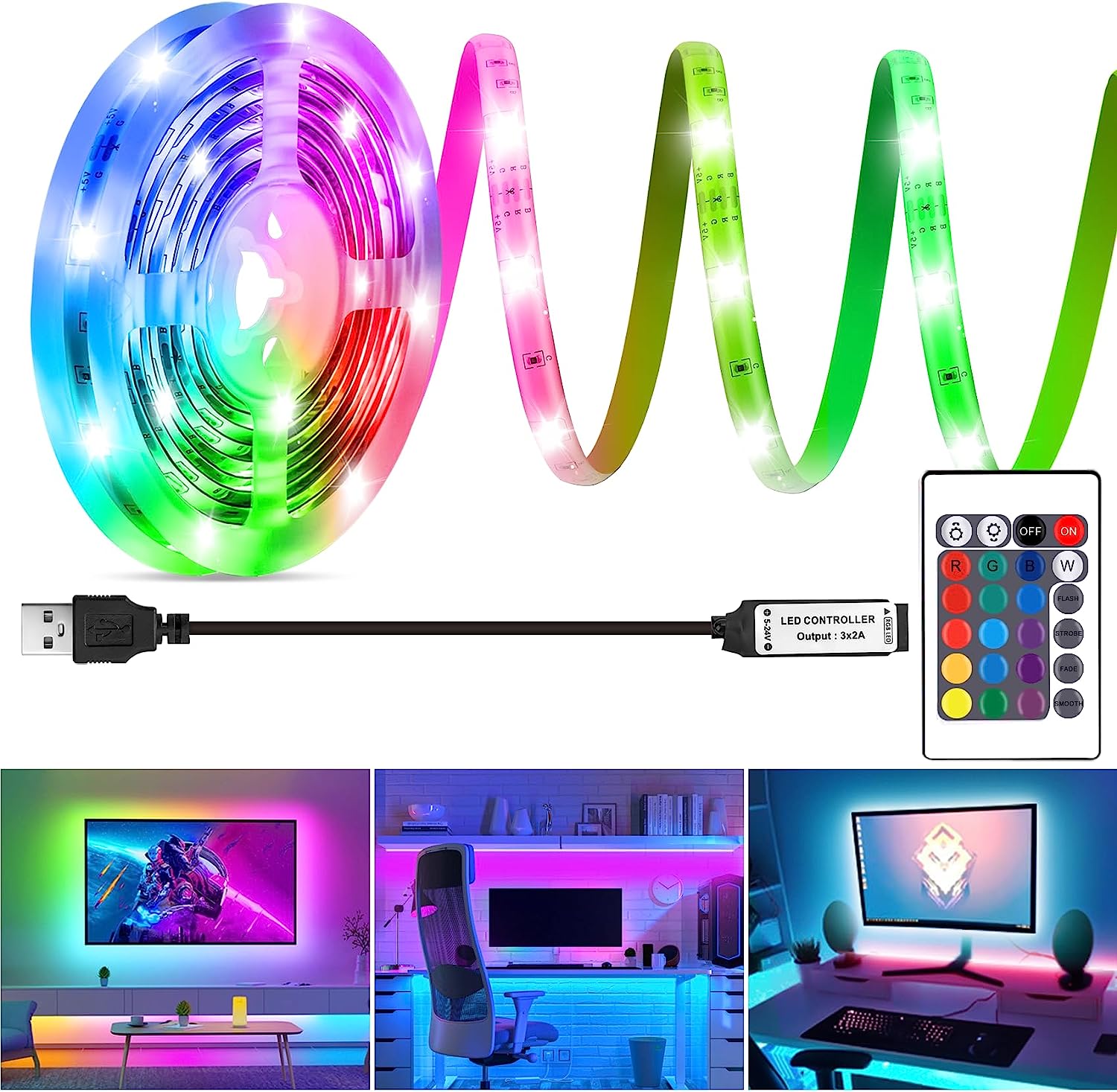 Spot Goods Living Room 10M 20M 30M RGB Infrared Control Luces Luminous Decoration 3535 Ribbon Lighting Led Strip Light