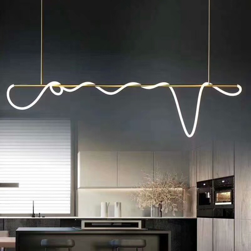 Italian Minimalist Chandelier Living Room Creative Bar Bedroom Line Restaurant Led Light Hanging Lighting DIY Pendant Lamp Home