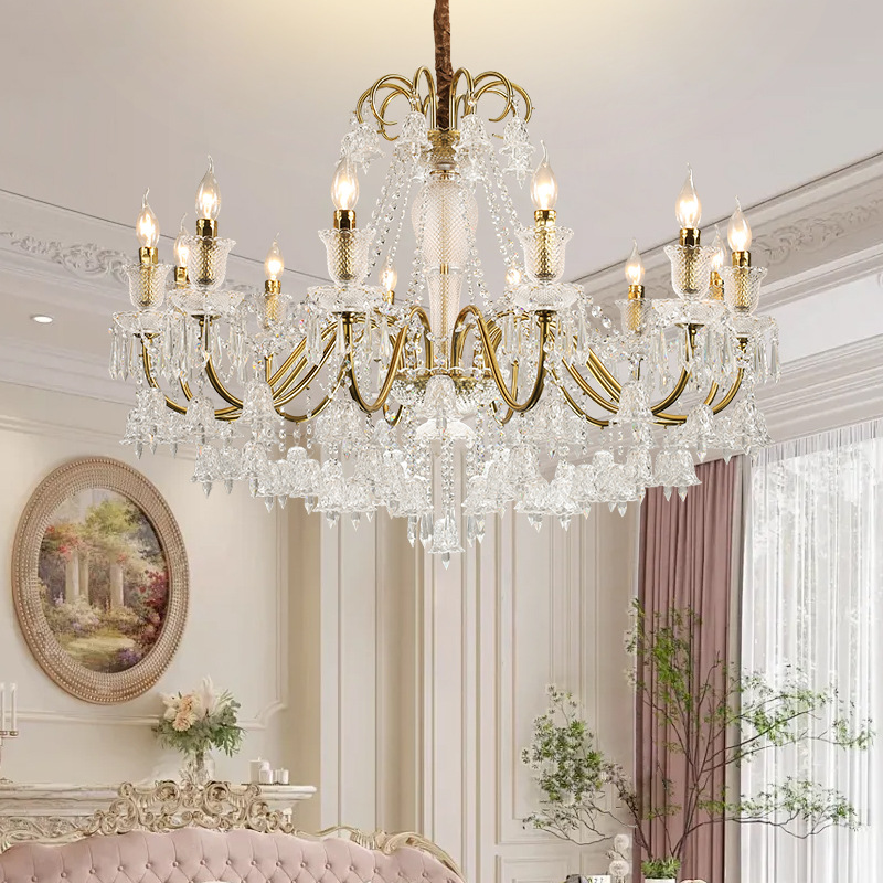Modern Crystal Printed Pattern Ancient Bauhaus Cream Glass Lamps Dining Room Study French Retro Large White Chandelier