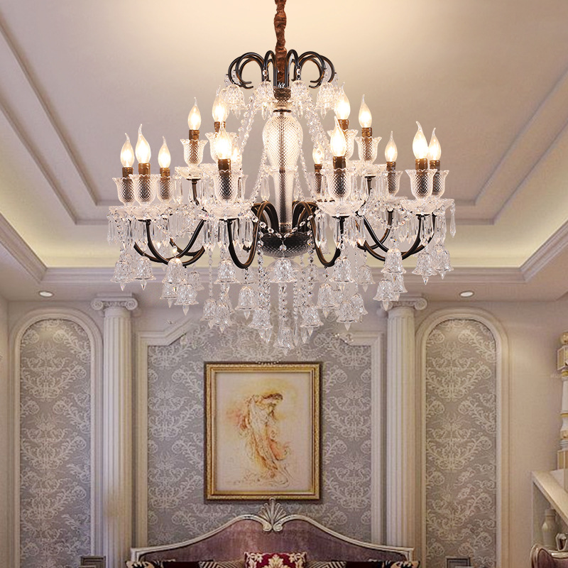 2025 New Original Factory Modern High Ceiling House Villa Hotel Lobby Hanging Led Luxury Crystal Chandelier Light Lamp