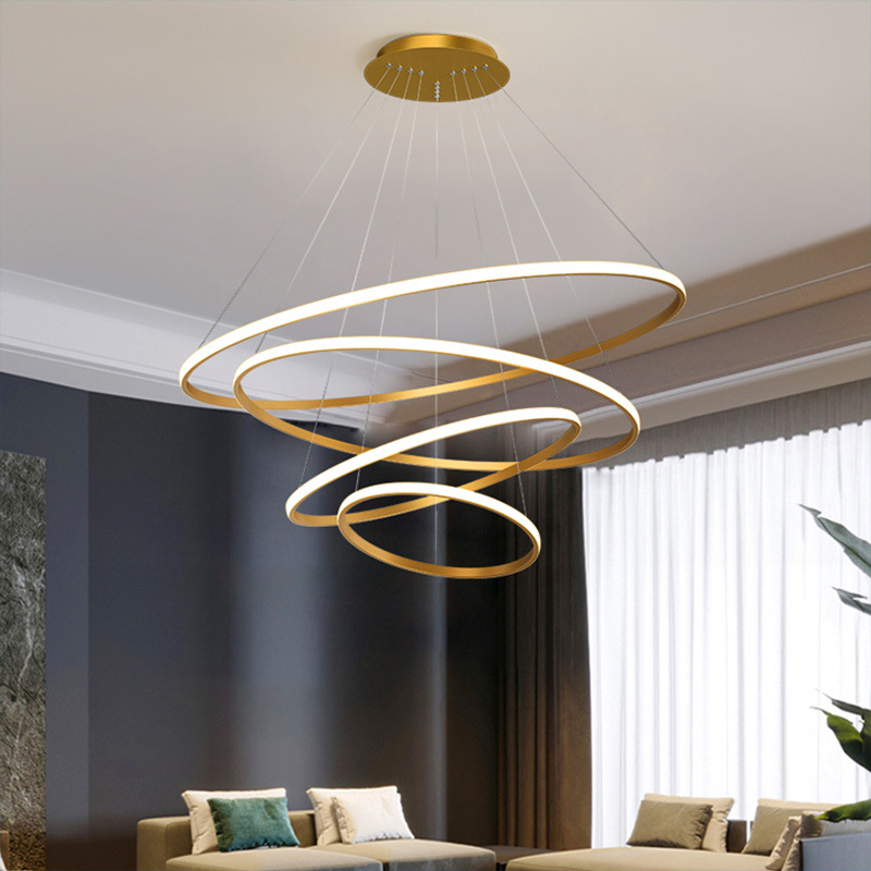 Dorp LED Iron Acrylic Ceiling Hanging Lighting Fixtures Living Room Chandeliers Pendant Lights Black Metal 3 Heads Pendant Lamp