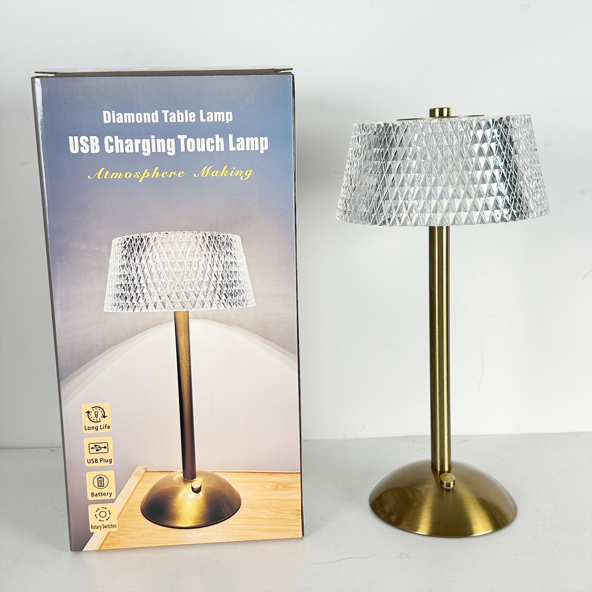 Hot Selling Touch LED Charging Table Lamp Night Light Dining Table Lamp Rechargeable Battery Usb KTV Bar Restaurant Table Lamp