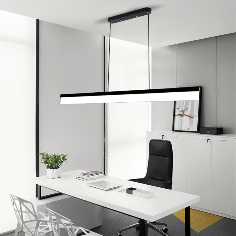 Modern Long Strip Lamp Office  bar Restaurant Cafe Office Personality Cord Suspension Hanging Lamp Linear LED Pendant Light