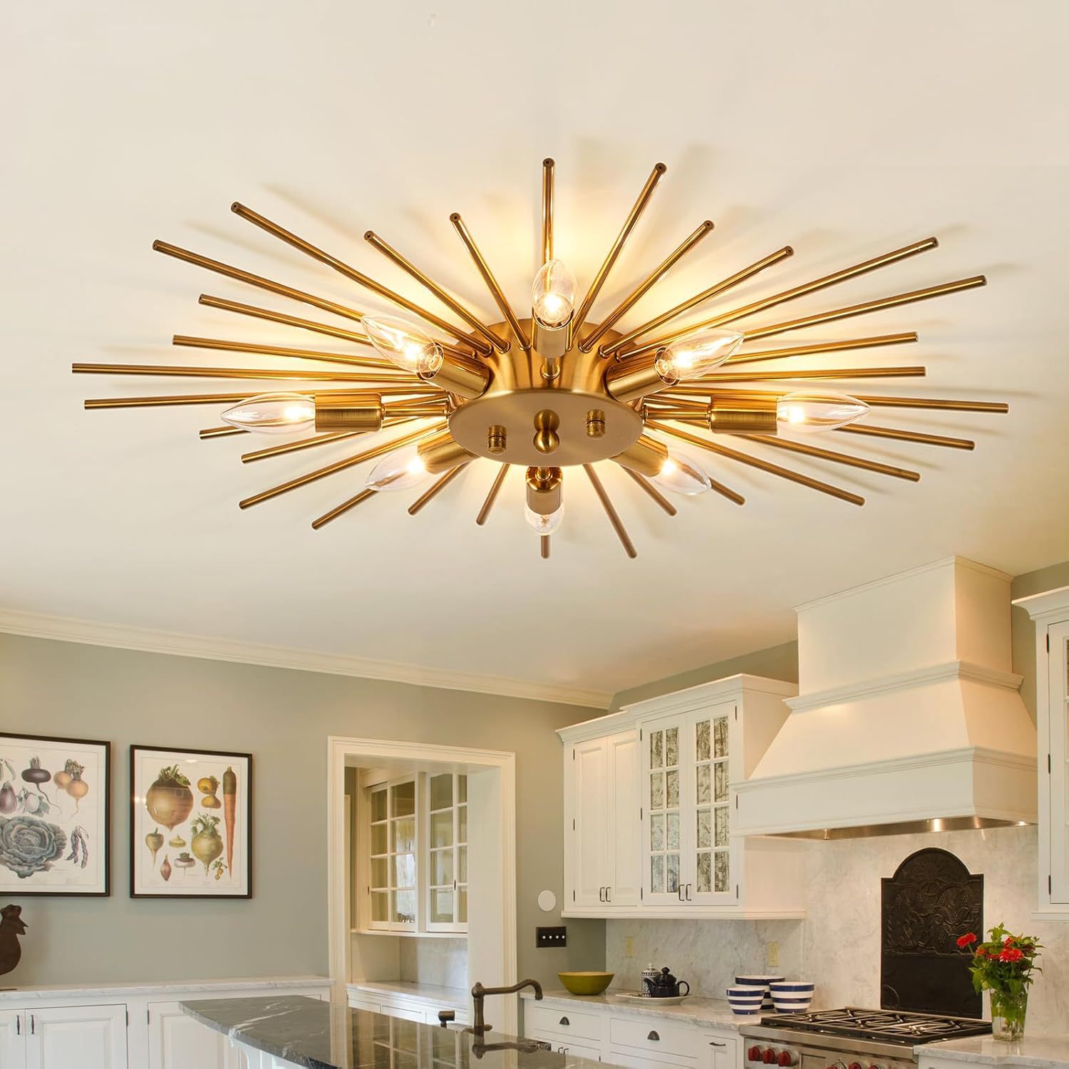 Modern Metal Gold Ceiling Light Farmhouse Kitchen Restaurant Bedroom Corridor LED Ceiling Lamp Chandelier