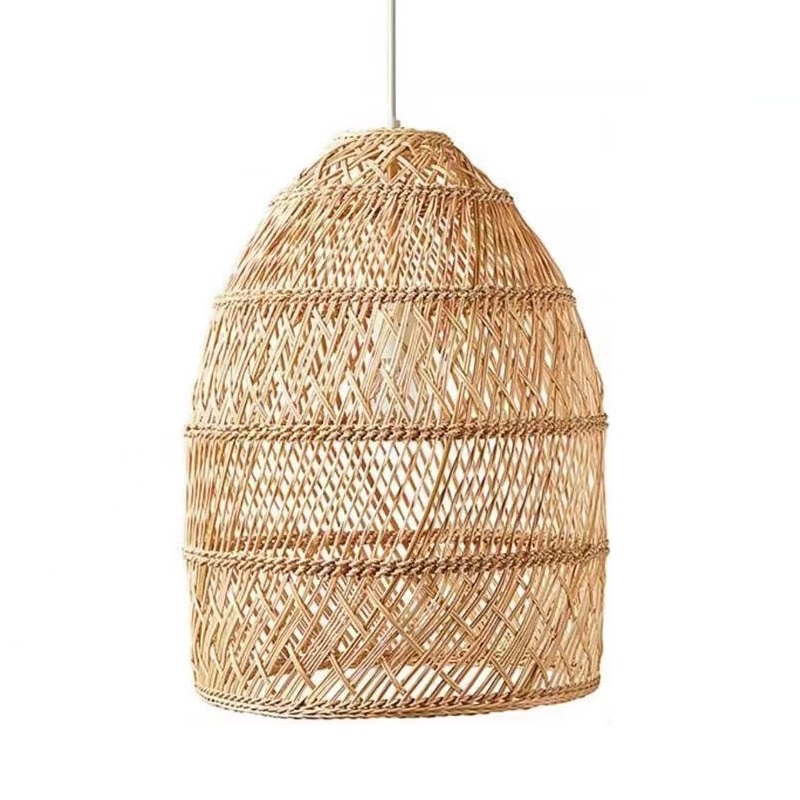 Single Light Rattan Ceiling Light Wicker Pendant Lighting Lampshade Basket Ceiling Hanging Lamp for Dining Room Bedroom