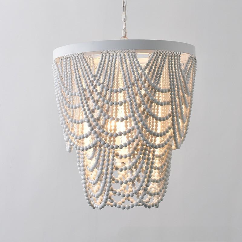 Bohemian Simple Chandelier Retro Personality Wooden Bead Curtain Living Room Restaurant Princess Bedroom Clothing Store Lamps