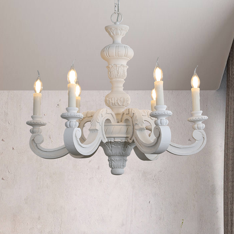 American Country French Wood Carving Old Chandelier Living Room Dining Room Bedroom Clothing Store Decorative Lamps