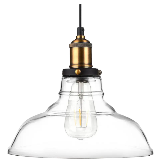 Industrial Pendant Light Adjustable Hanging Cord and Clear Glass Shade for Kitchen Island Bar Counter Retro Lighting Fixtures