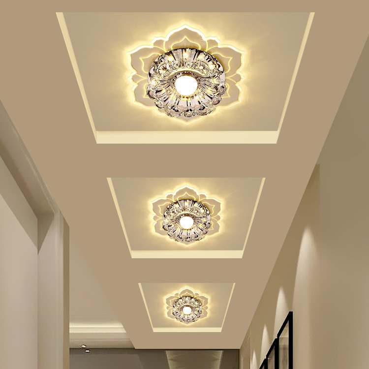 Modern White Dimmable Crystal LED Ceiling Light with Remote Control for Living Room Bedroom Hotel Restaurant Metal Base