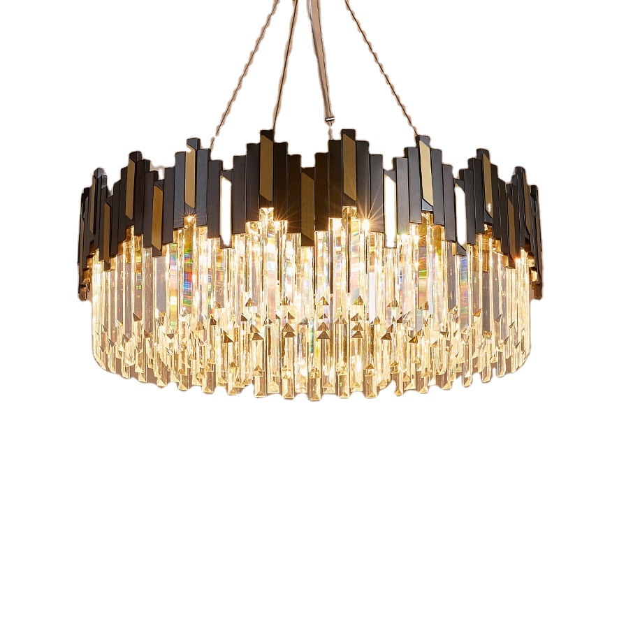 Post Modern Minimalist Dining Room Lamp Designer Model Room Lighting Villa Black Single Head Crystal Chandelier