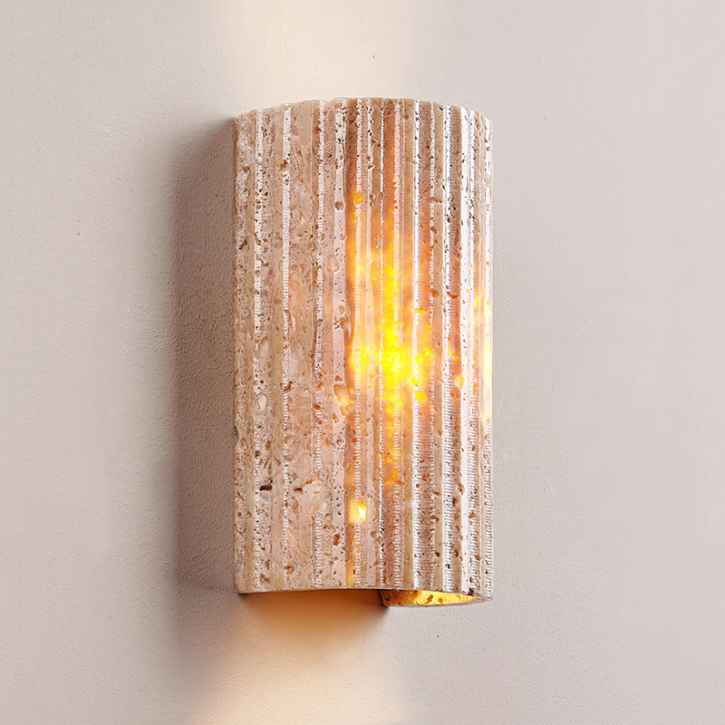 Travertine LED Outdoor Wall Lamp Waterproof Natural Stone Design for Villa Courtyard Balcony Bedside Stainless Steel