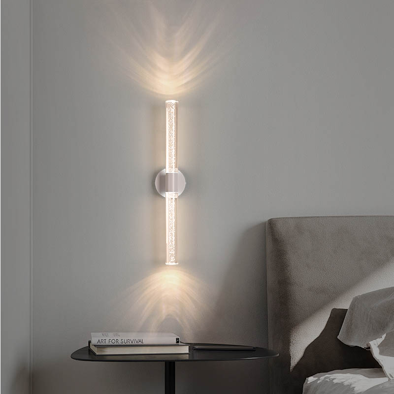 Minimalist Modern Rechargeable Dimmable Gold Black LED for Bedroom Bedside Living Room Decor Aluminum Acrylic Cylinder Wall Lamp