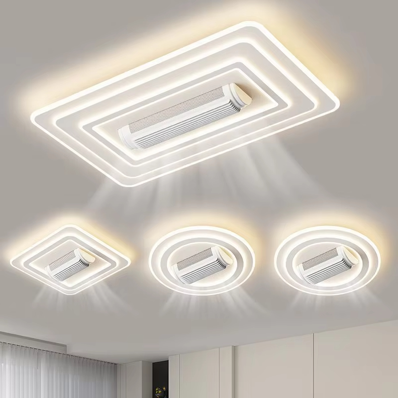 2025 New Bladeless Fan Light Invisible Fan Light Modern Simple Bedroom Ventilador Techo Mimbre Led Ceiling Light with Fan