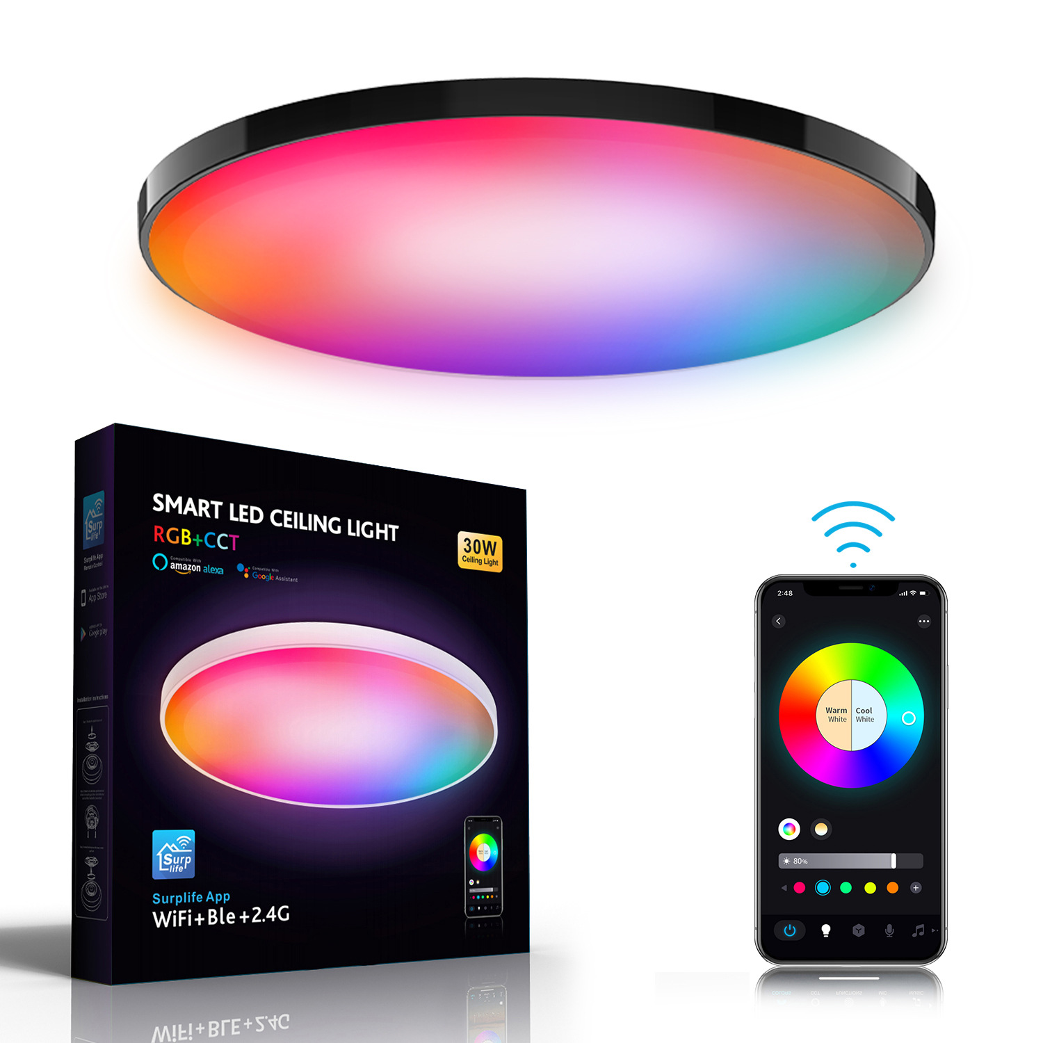 Modern Smart Wi-Fi Remote Control RGB Colorful Lighting Bedroom Living Room LED Wireless Intelligent Light Fixtures