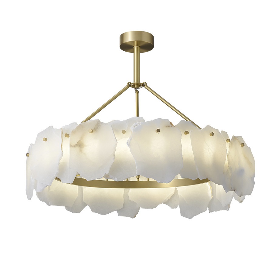 Spanish Marble Living Room Chandelier Modern Minimalist New Chinese Style Study Lamp Designer Copper Art Large Chandelier