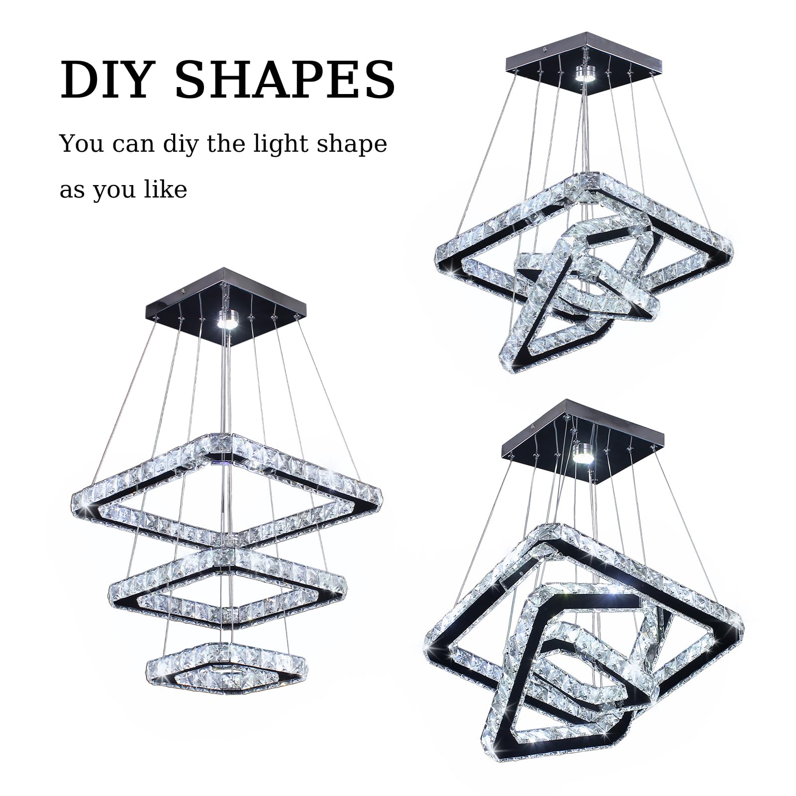 Modern Minimalist LED Ceiling Light Sleek Unique Double-Ring Crystal Design for Bedroom Dining Room Chandeliers Pendant Lights