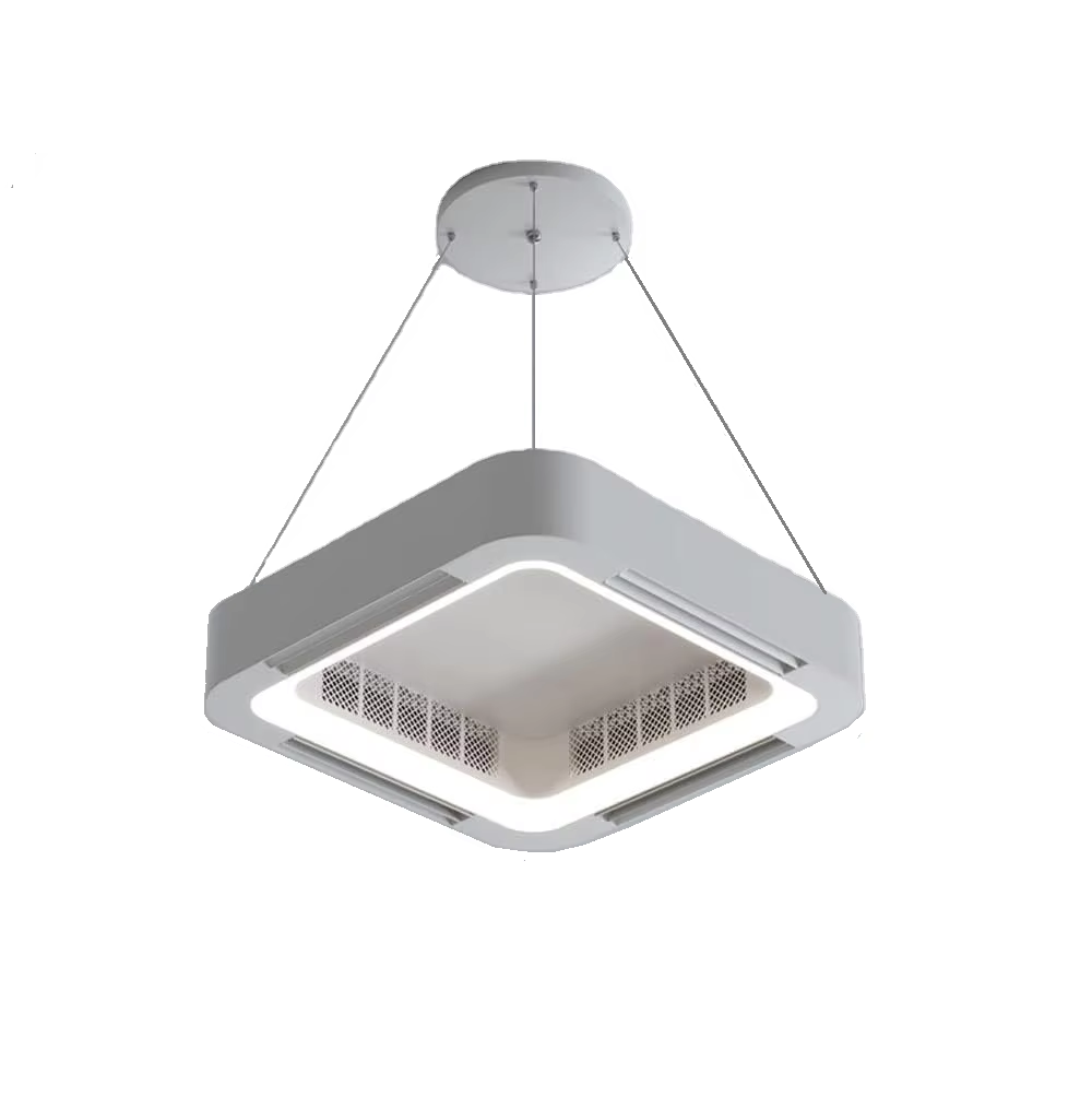 Square Bladeless Fan Ceiling Lighting 6 Speed Silent Fan Light Dimmable Via App Remote Control Chandeliers