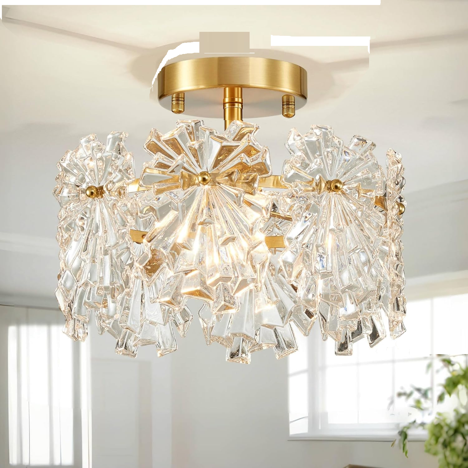 Gold Ceiling Light Gold Glass Chandelier for Living Room