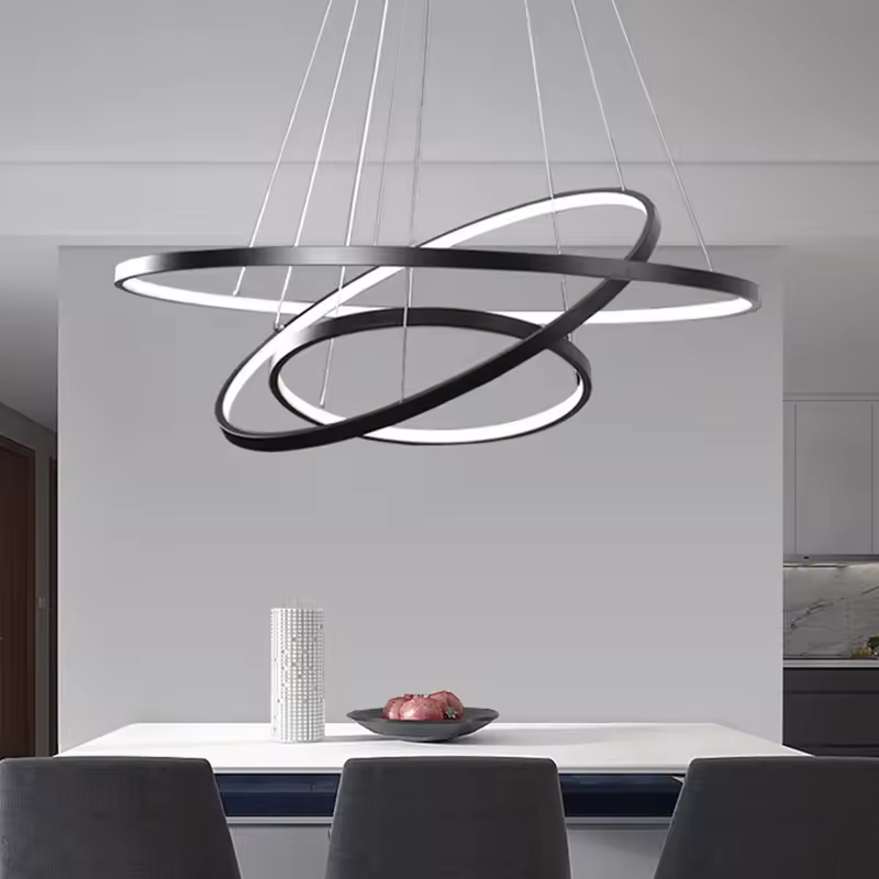 Contemporary European Style LED Pendant Light Color Changing Hanging Lamp Black White Gold Color Home Decor Kitchen Island Bar