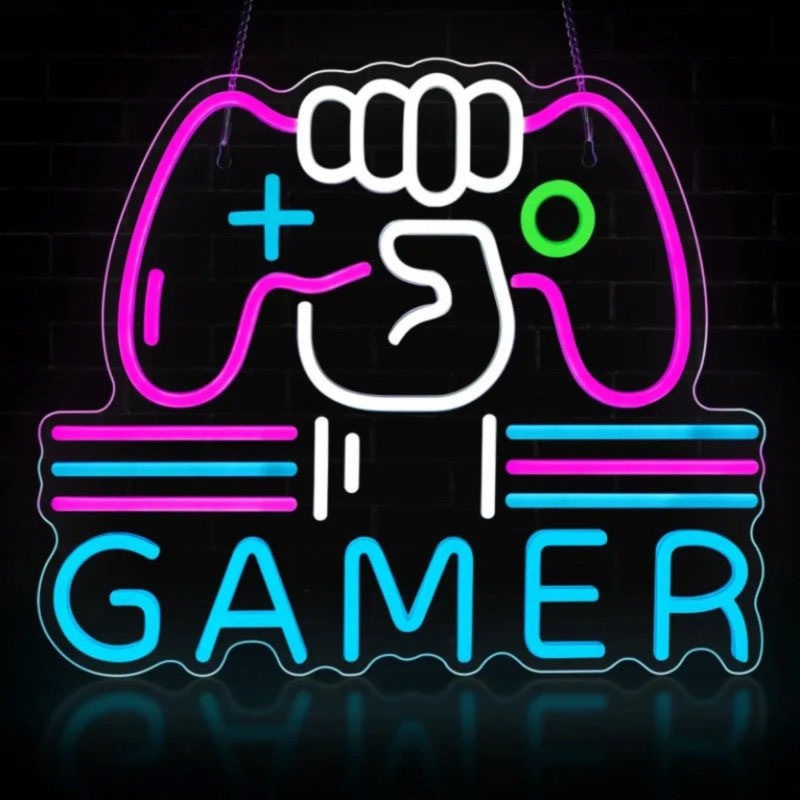 Best LED Neon Gamepad-Shaped USB-Powered Gamer Room Decor Top Gaming Wall Decor Gift for Teens Kids Gamers for Car Advertising